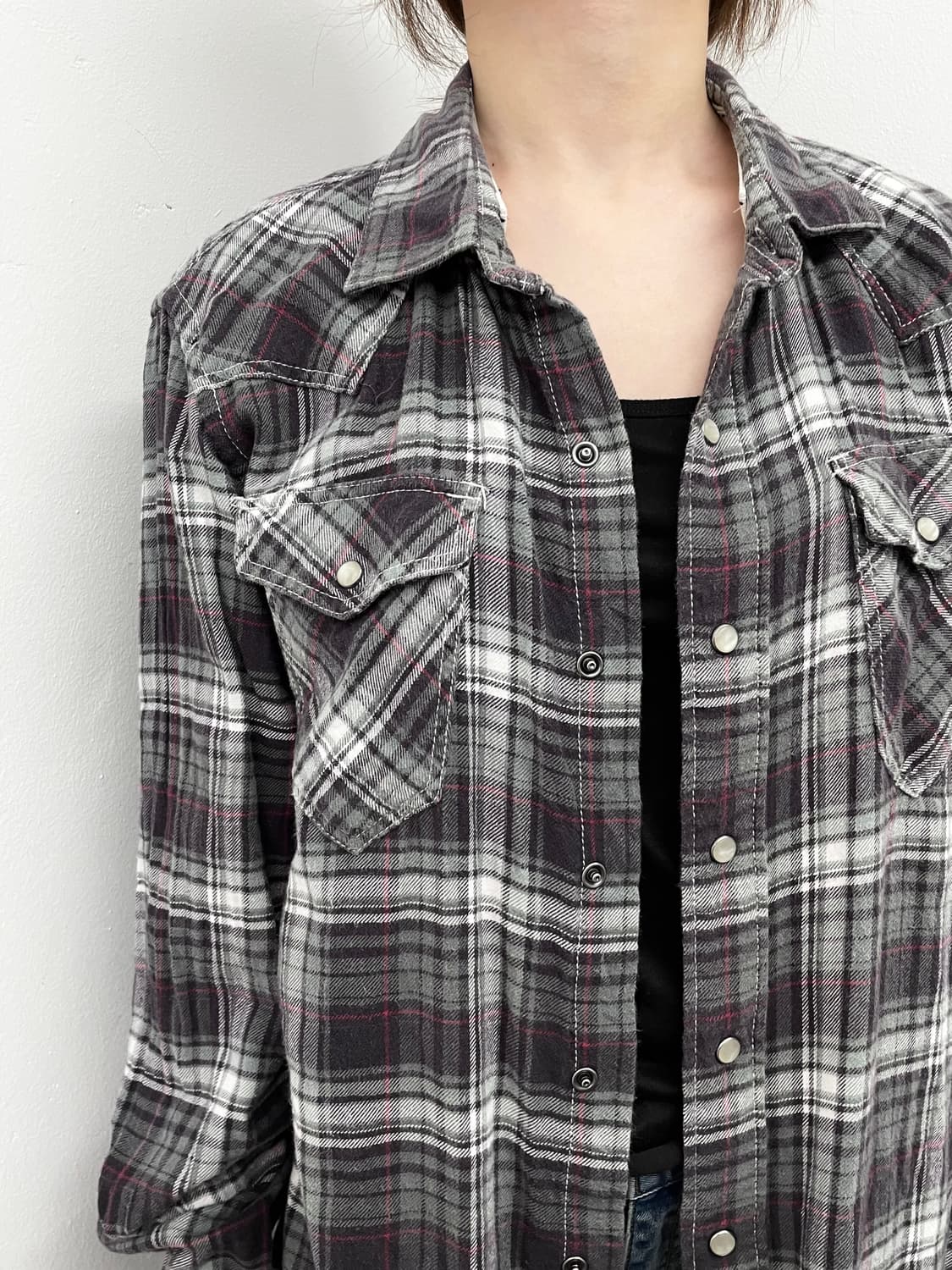 펑크 체크 버튼 셔츠 상품이미지3