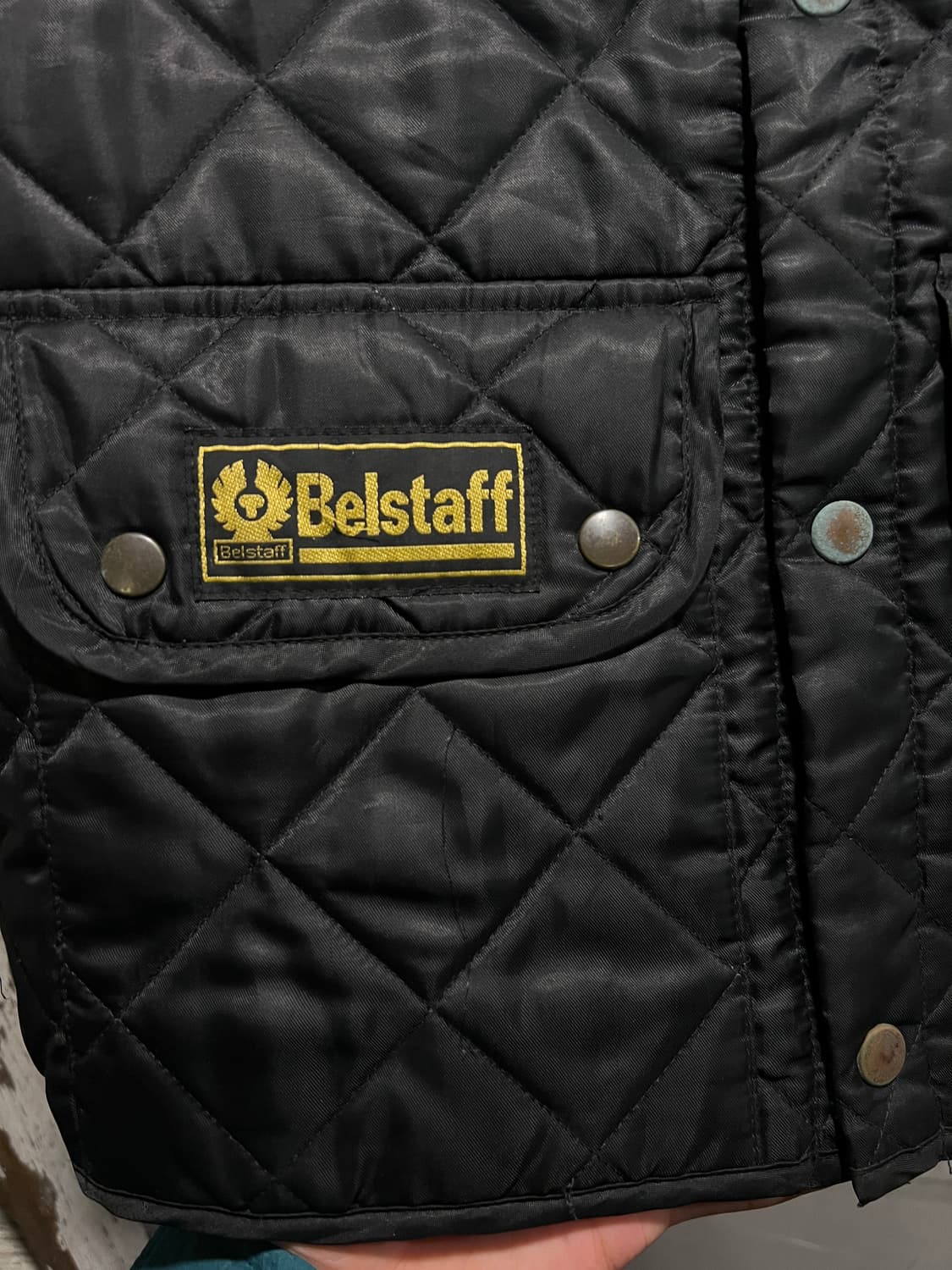 [S]90's Belstaff 벨스타프 블랙 퀼팅 모터사이클 베스트 상품이미지3