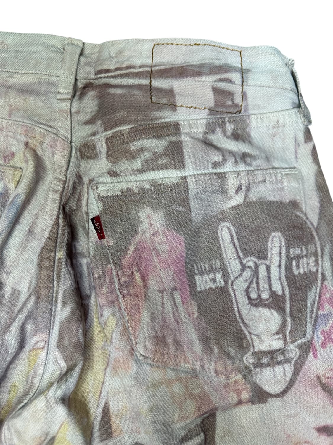 빈티지 90s 리바이스 501 락밴드 프린팅 커스텀 팬츠 31/34 상품이미지7