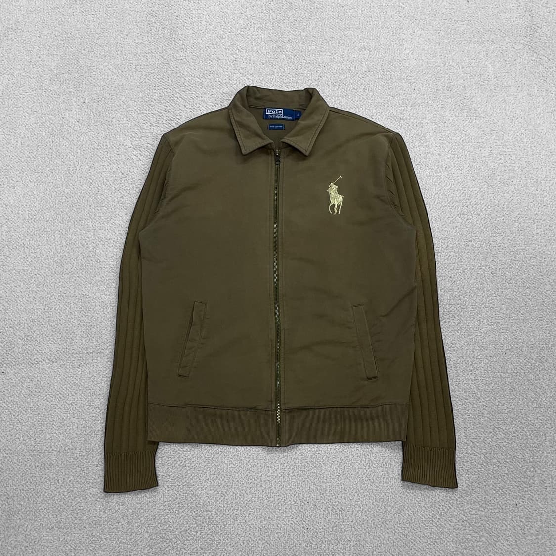 폴로 랄프로렌 빅포니 올리브 그린색 더블 니트 코튼 트윌 자켓 상품이미지1