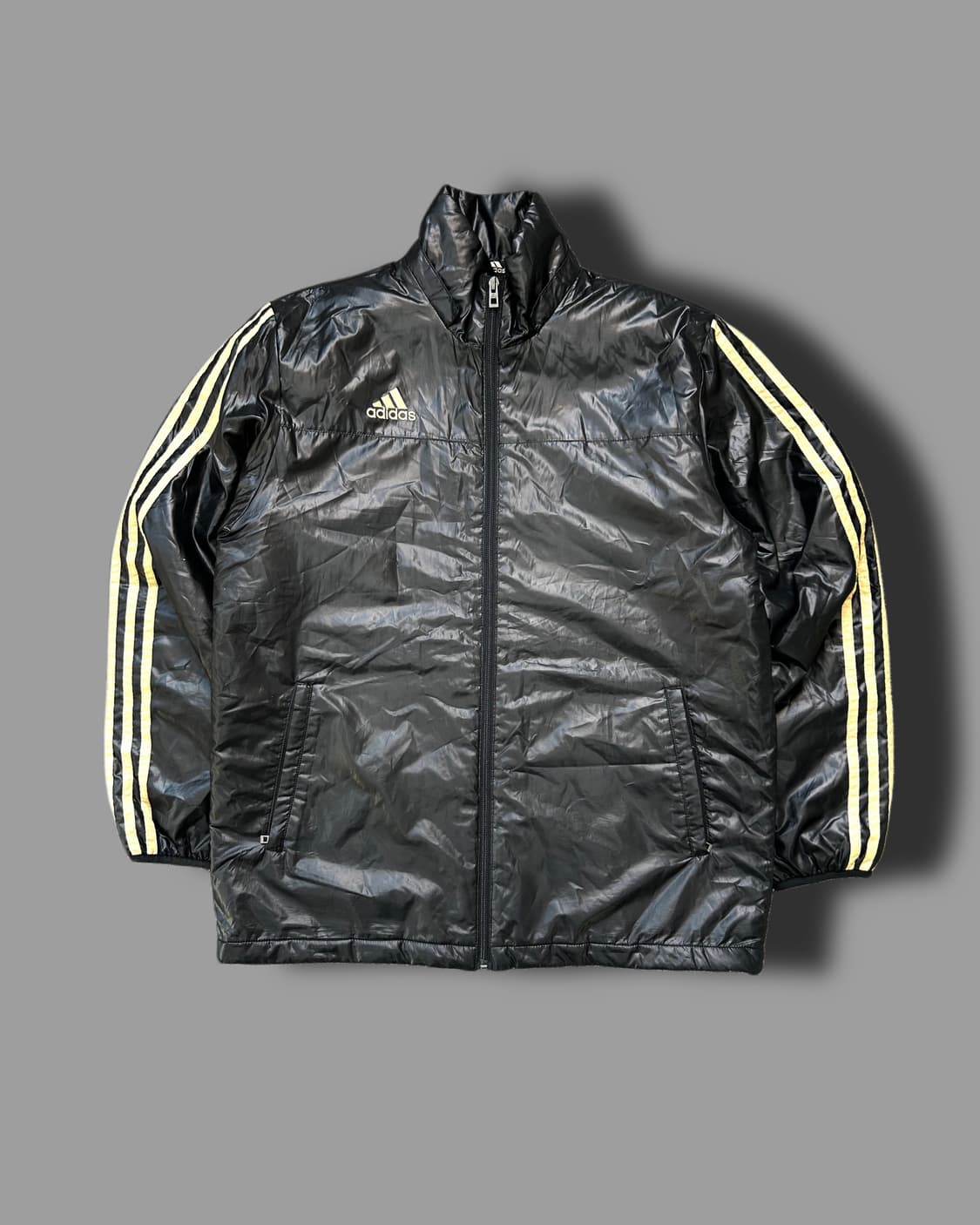 아디다스 블랙 골드 유광 바람막이 점퍼 M 상품이미지4
