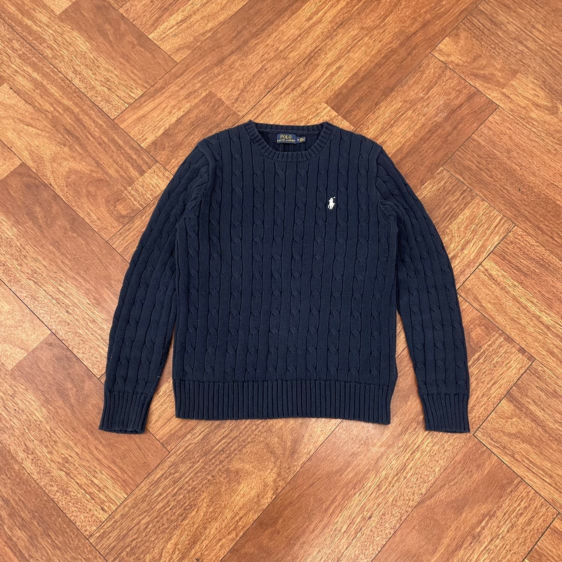 여성 폴로 네이비 케이블 니트 상품이미지1