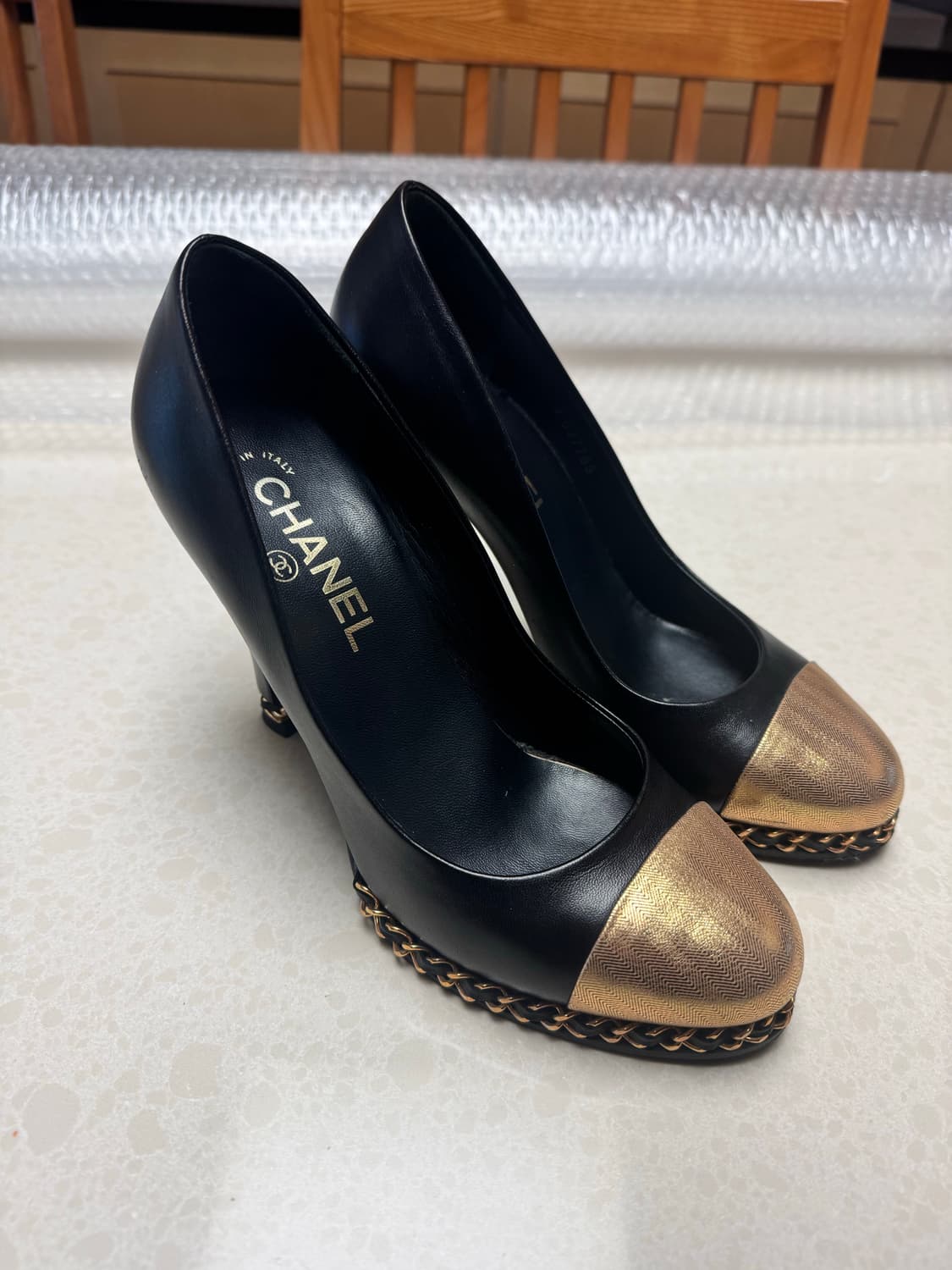 샤넬 금장 구두 슈즈 상품이미지5