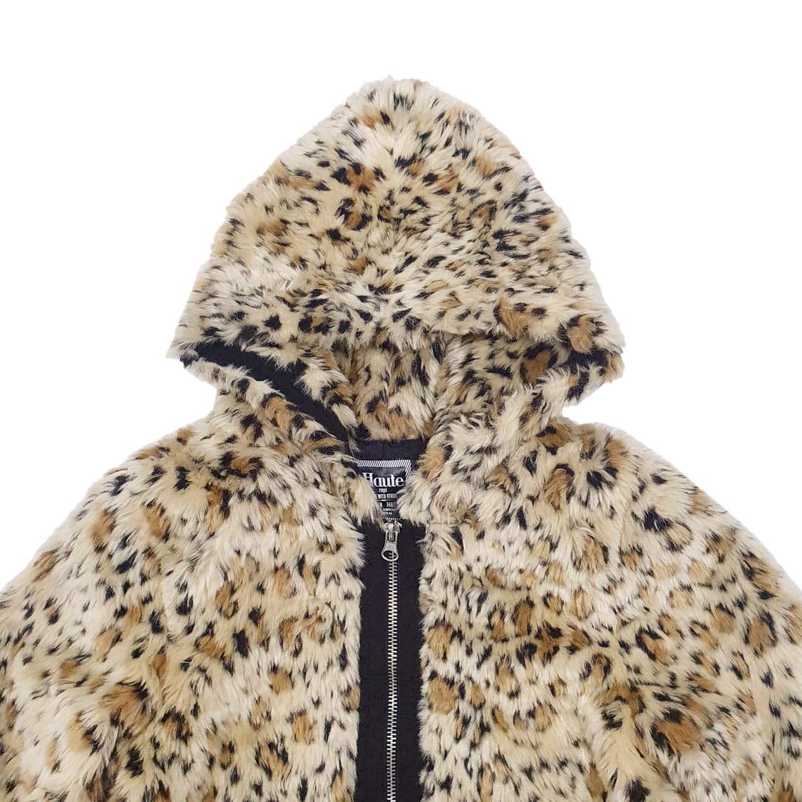 레오파드 후드 퍼 숏 점퍼 상품이미지4