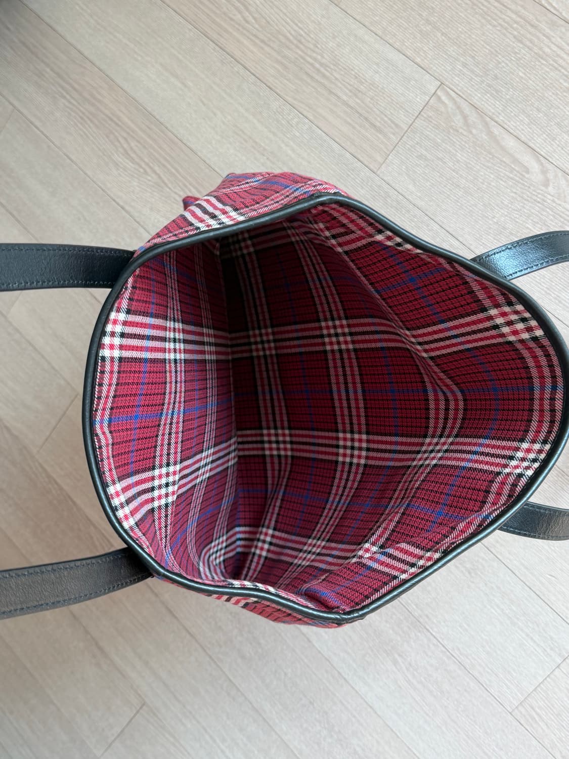 체크 패턴 토트백 상품이미지4