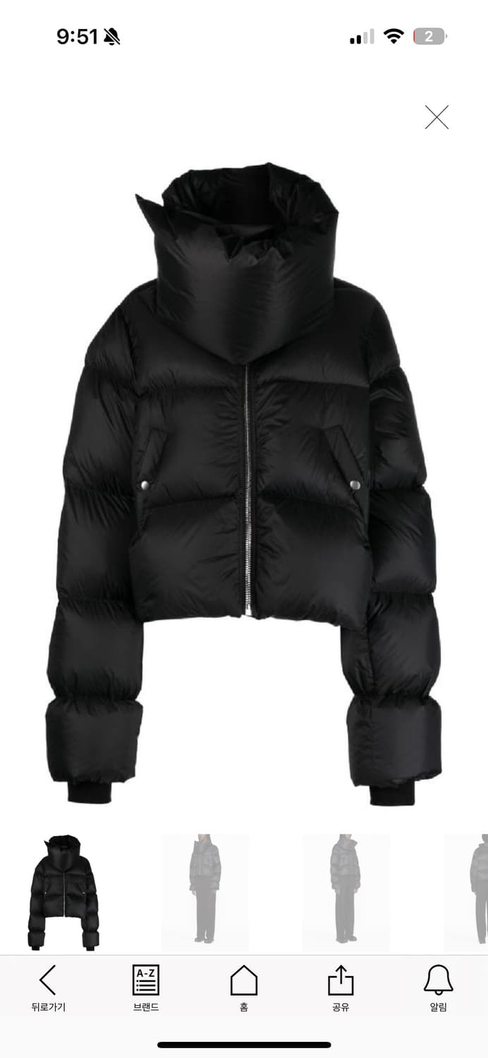 릭오웬스 룩소르 퍼넬넥 크롭 패딩 38size 상품이미지1