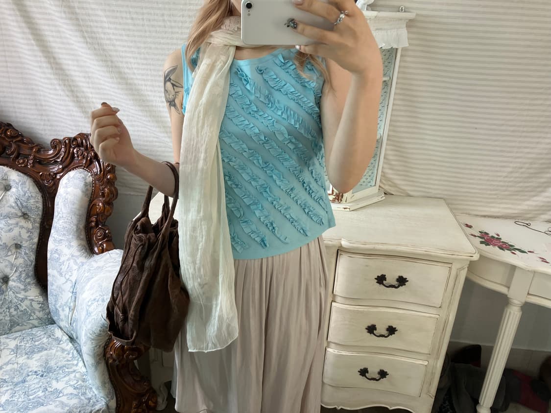 빈티지 민트 프릴 나시 상품이미지3