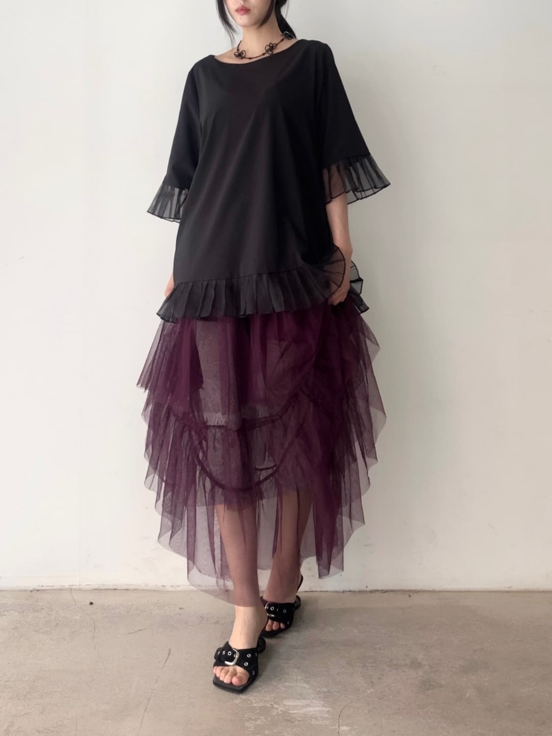 Organza ruffle mix top 상품이미지5