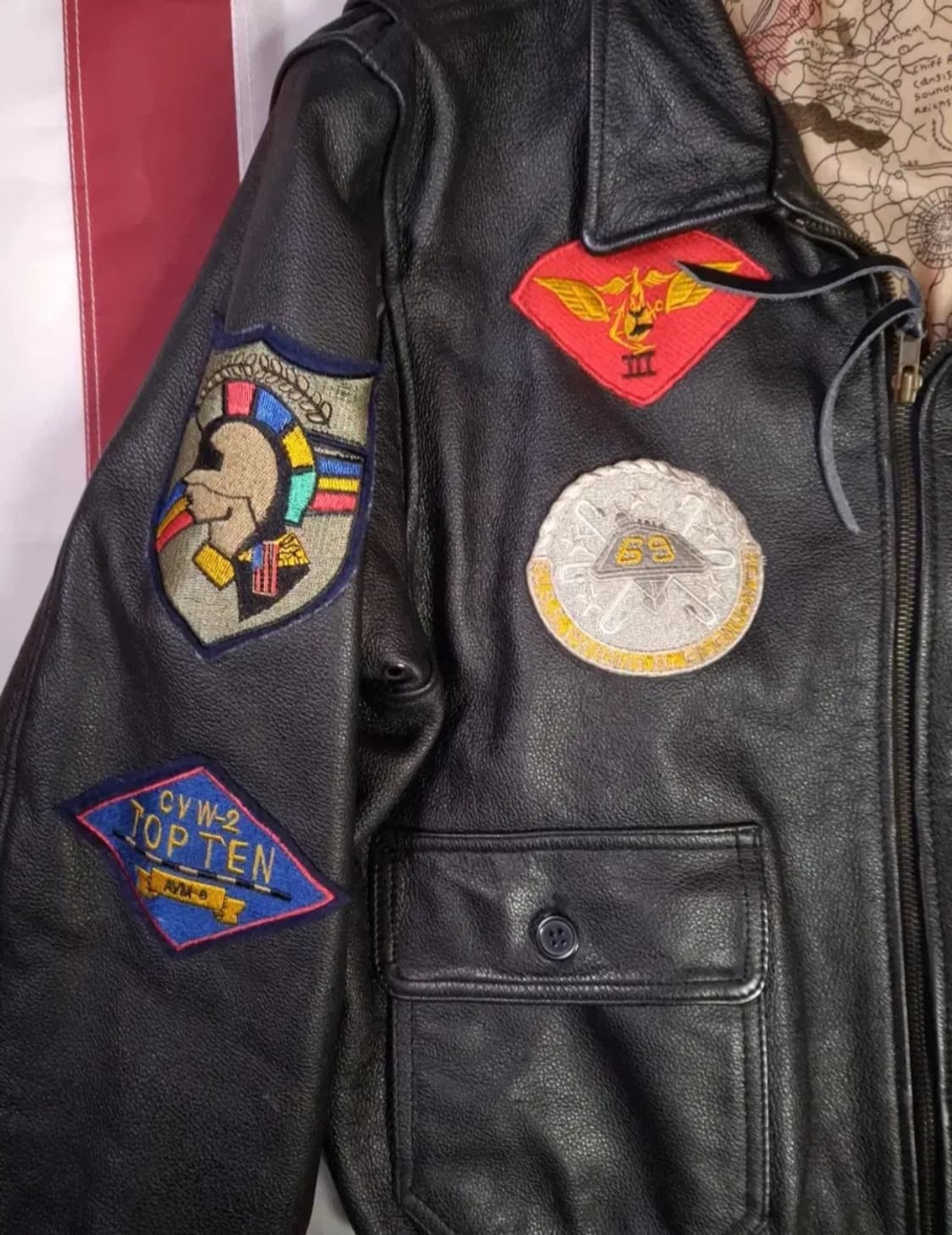새제품 일본판 빈티지 탑건 미해군 G-1 리얼레더 항공자켓 상품이미지5