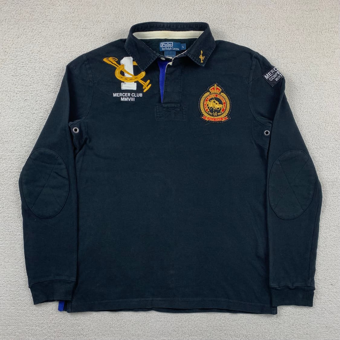 폴로 랄프로렌 머서클럽 자수로고 럭비 티셔츠 블랙 상품이미지1