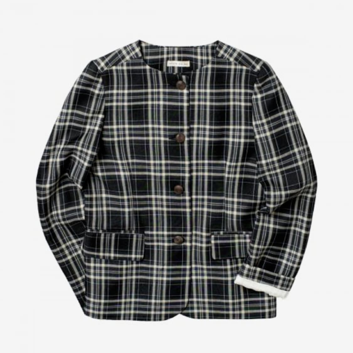 치키타(ChiquiTa) 블랙 노카라 체크자켓 55-66 새상품 상품이미지1