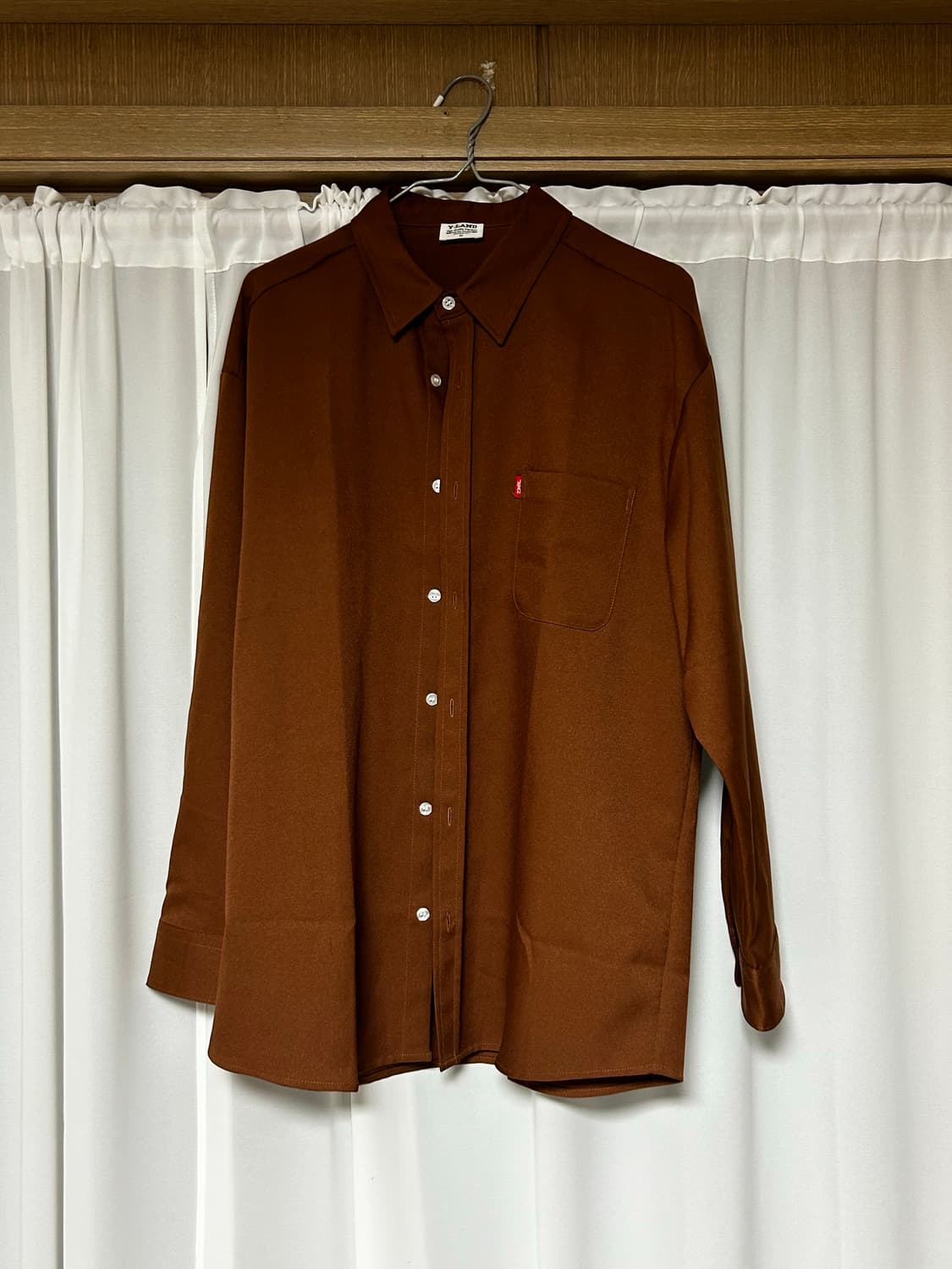 오버핏 브라운 포켓 셔츠 (L~XL) 상품이미지1