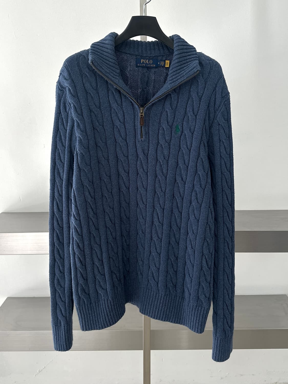 폴로 랄프로렌 뮤트블루 케이블 니트 하프집업  상품이미지4