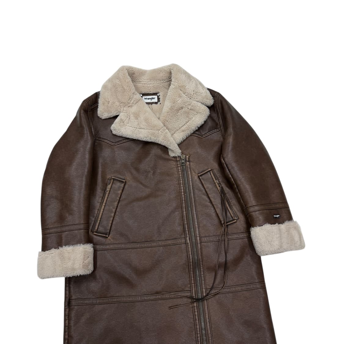 랭글러 브라운 우먼 하이넥 롱 무스탕 자켓 S 상품이미지2