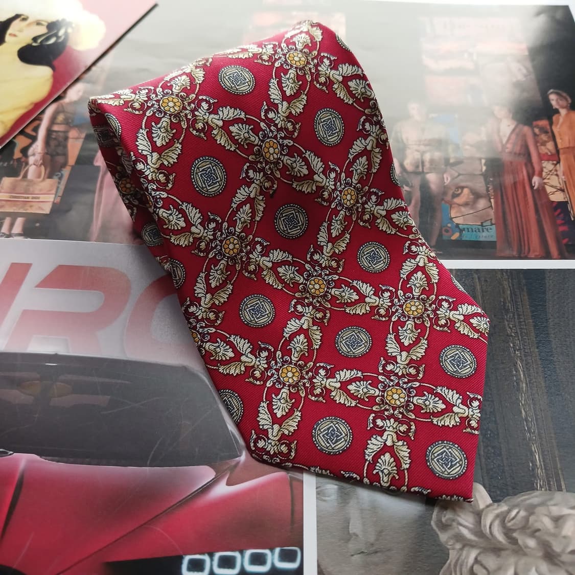 닥스 실크 다크 레드 클래식 패턴 넥타이 9.7cm A등급 A18720
 상품이미지2