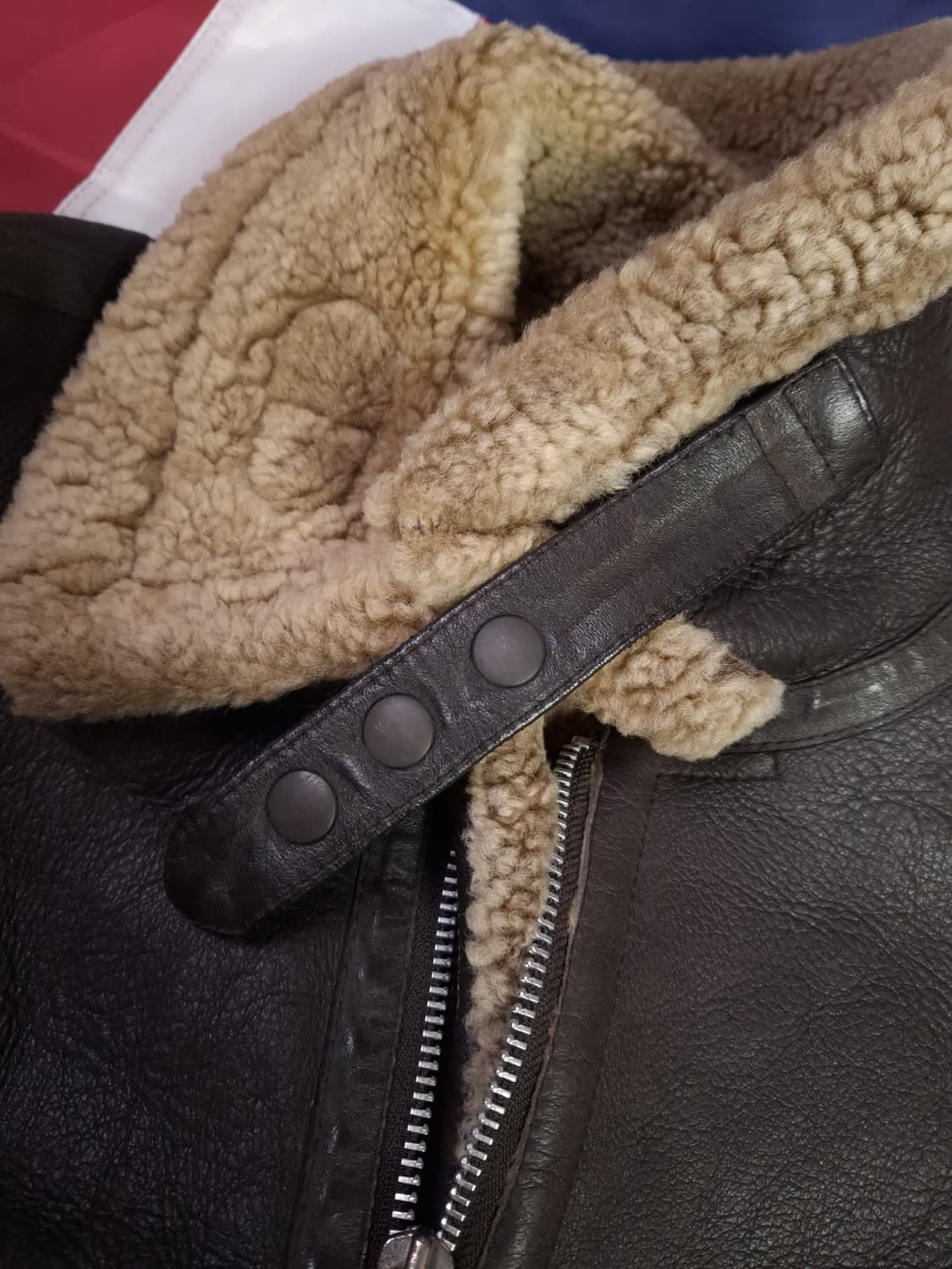 90's 일본판 리얼레더 무스탕 라이더자켓 상품이미지3