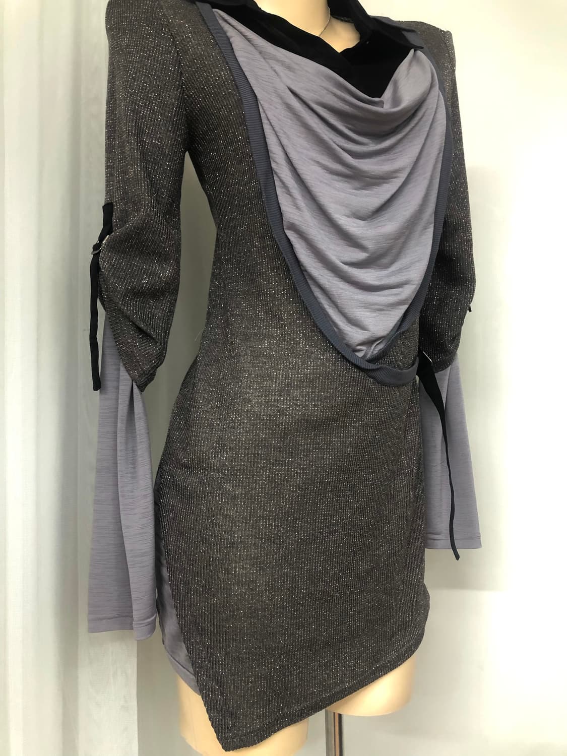 drape detail shirt layered glitter dress 상품이미지6