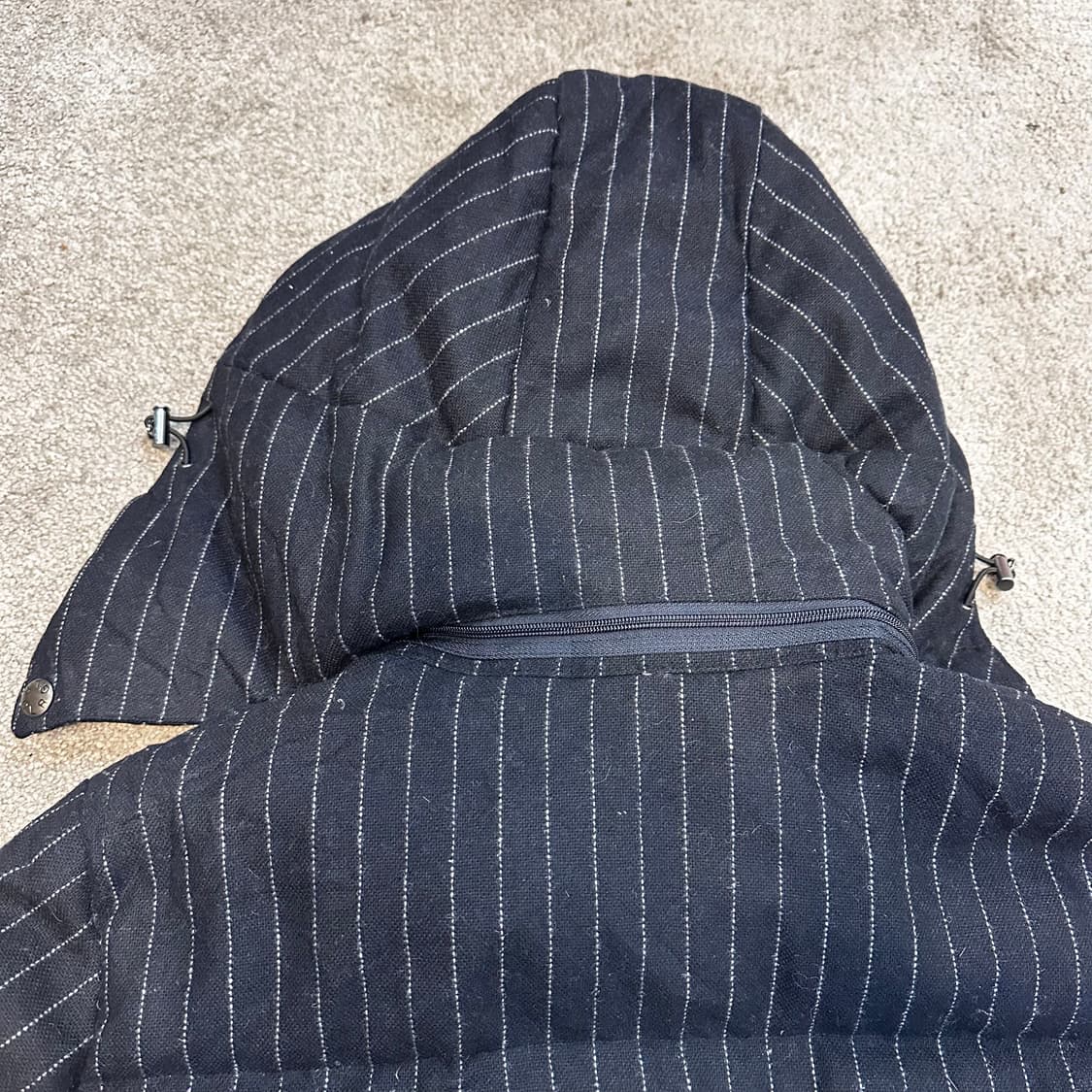 그린라벨릴렉싱 네이비 네크비조 울 스트라이프 다운 자켓L 상품이미지8