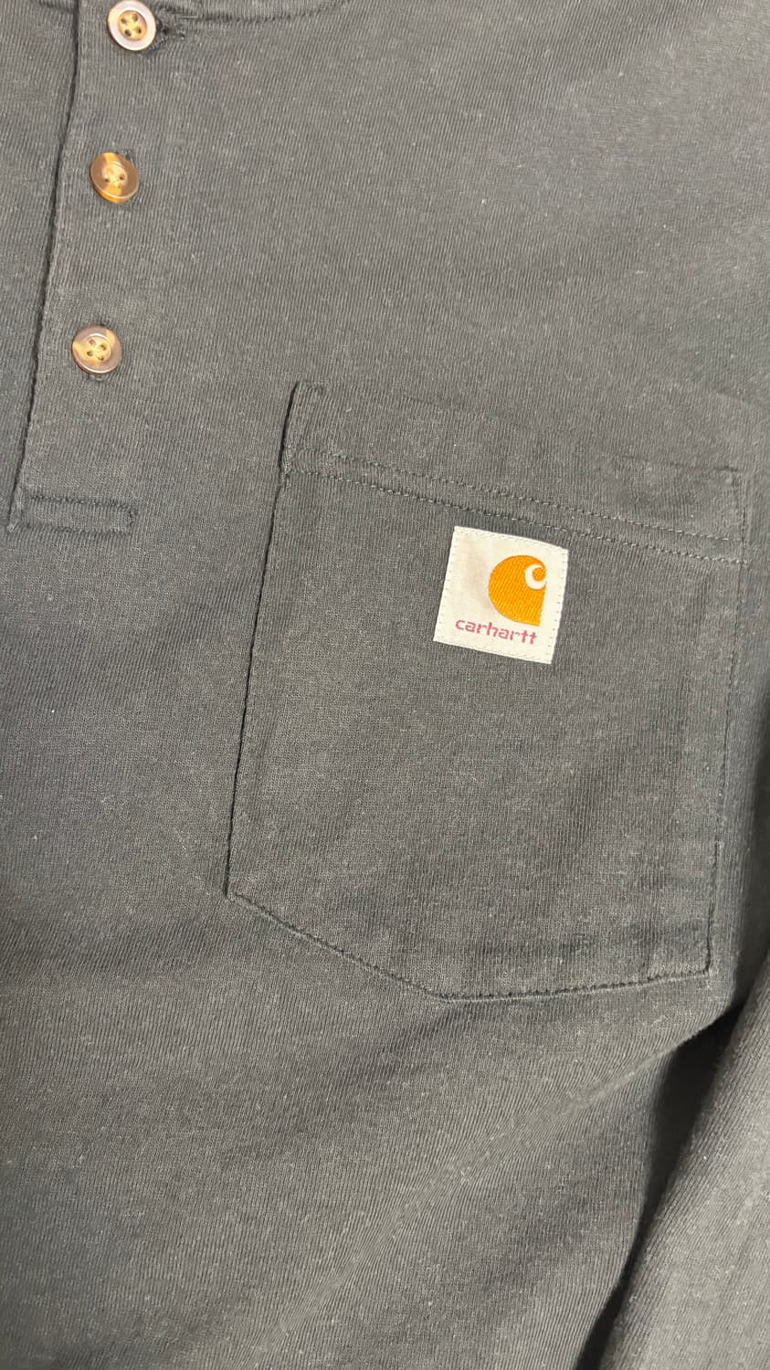 칼하트 블랙 헨리넥 긴팔 티셔츠 s 상품이미지3