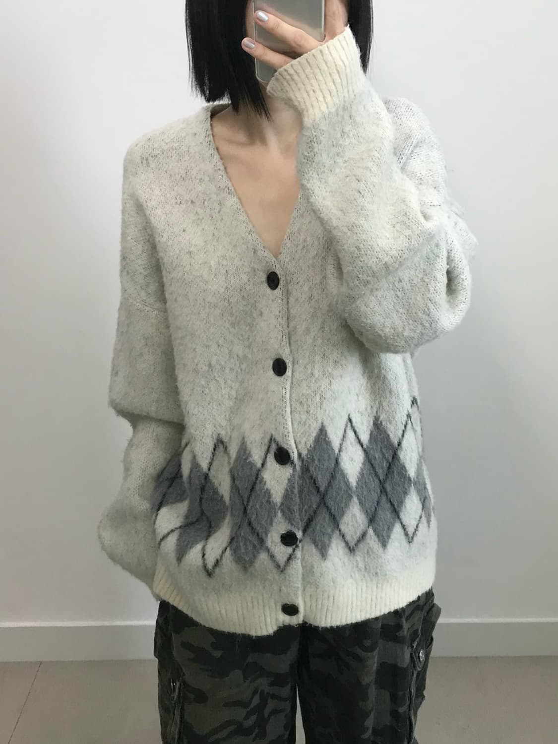 토니웩 아가일 모헤어 가디건 상품이미지1