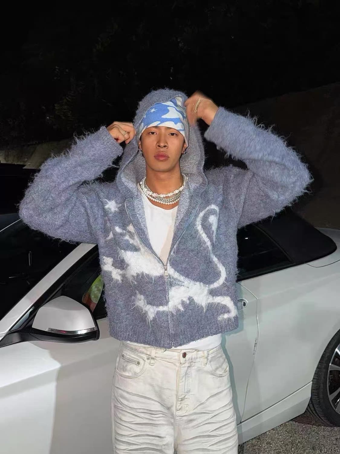 LUUUCAM Faux Mink Jacquard Dual-Zip Hood 상품이미지4
