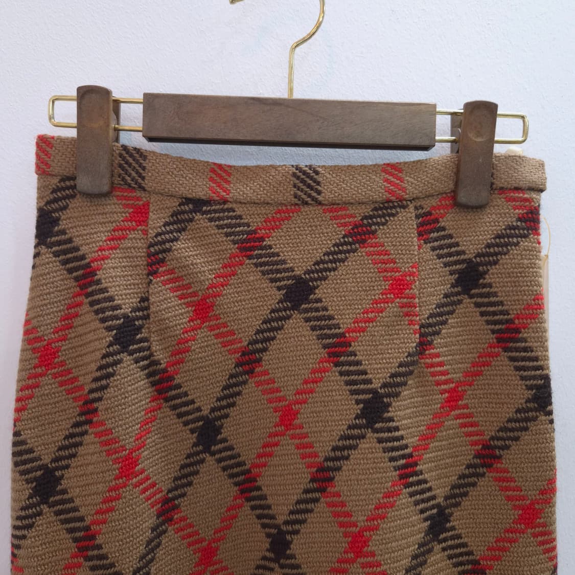 울 100% 클래식체크 롱스커트 상품이미지3