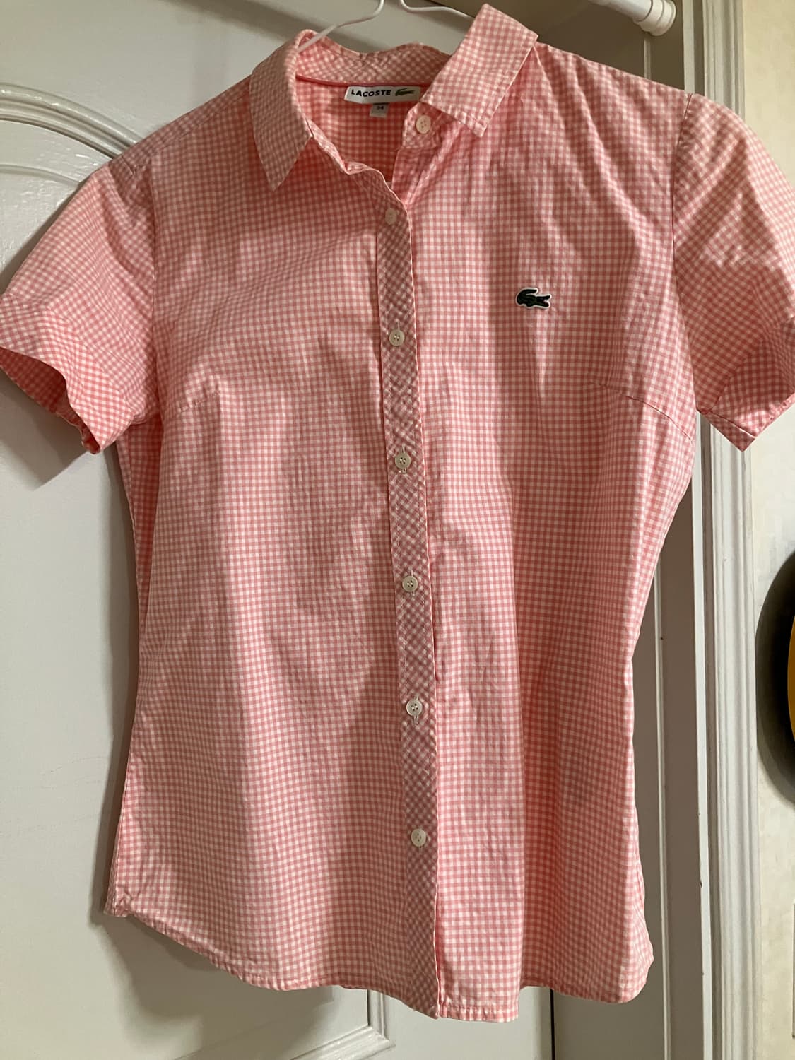 라코스테 깅엄체크 셔츠 핑크 상품이미지1
