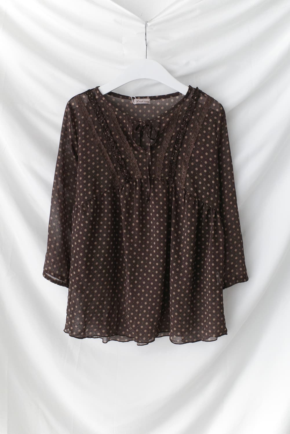 dot see-through blouse 상품이미지1