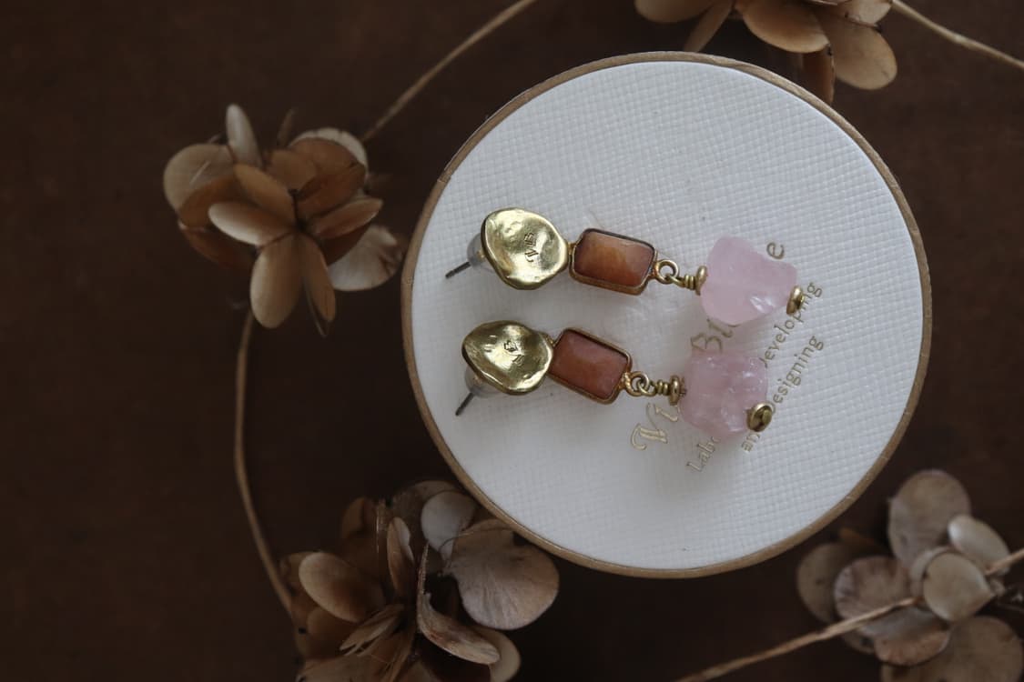 [Vlas Blomme] Rose Quartz Earrings 상품이미지4