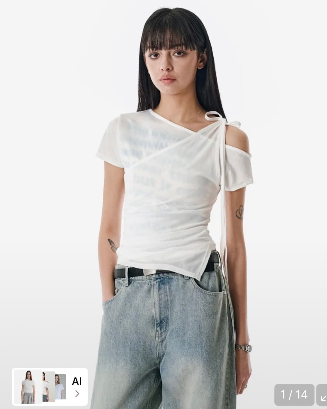 세컨모놀로그 레이어드 오프숄더 숏 슬리브 (반팔) 상품이미지2