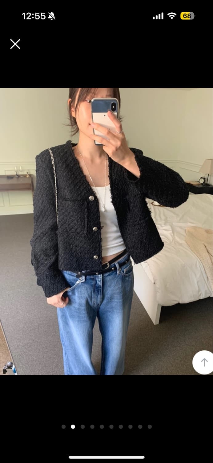 디플리 네즈 트위드 노카라 트위드 자켓 상품이미지2