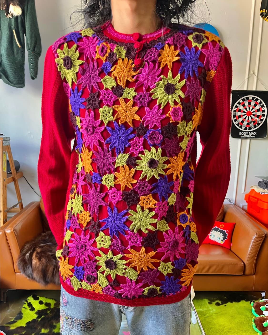 1990s Old KENZO 3D Floral Trim Wool Knit 상품이미지3