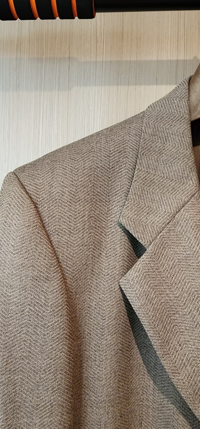 베이지 헤링본패턴 3버튼 울자켓 XL 상품이미지3