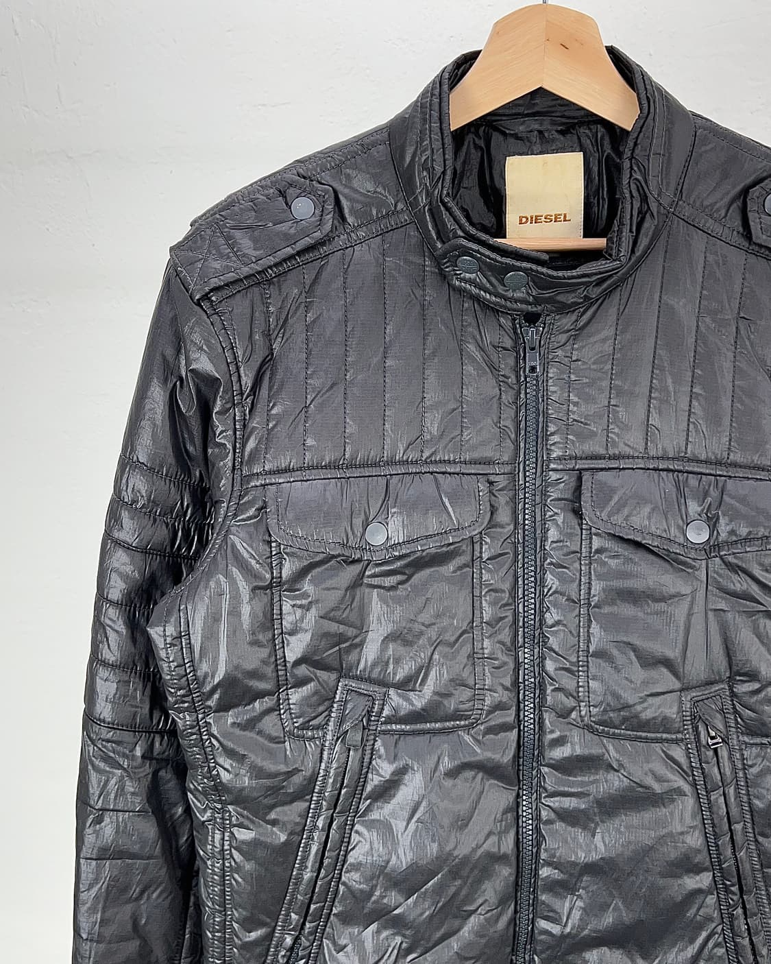 디젤 블랙 나일론 집업 패디드 라이더 자켓 상품이미지2