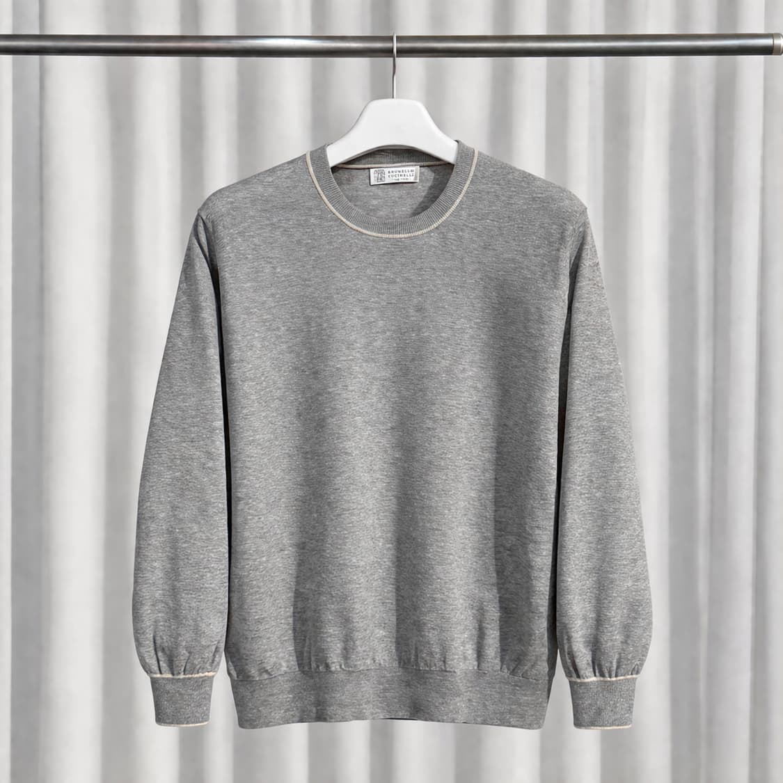 A+ / 54 (105-110) 브루넬로 쿠치넬리 코튼 크루넥 니트 상품이미지1