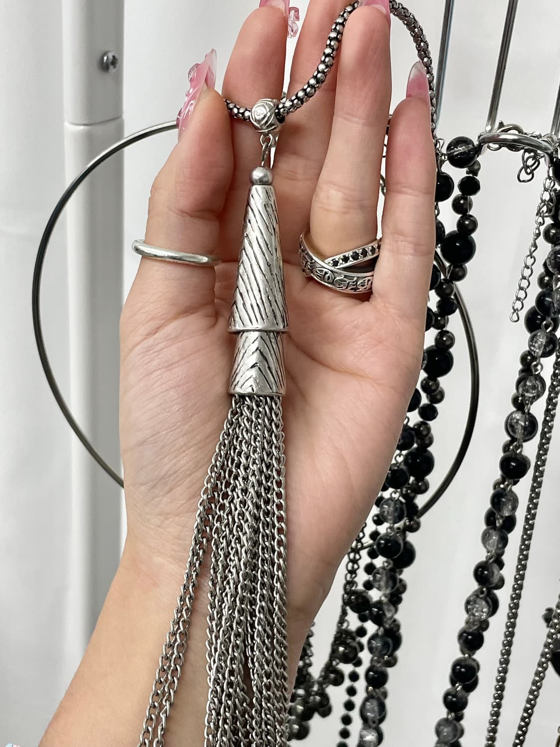 실버 드롭 체인 네크리스 상품이미지4