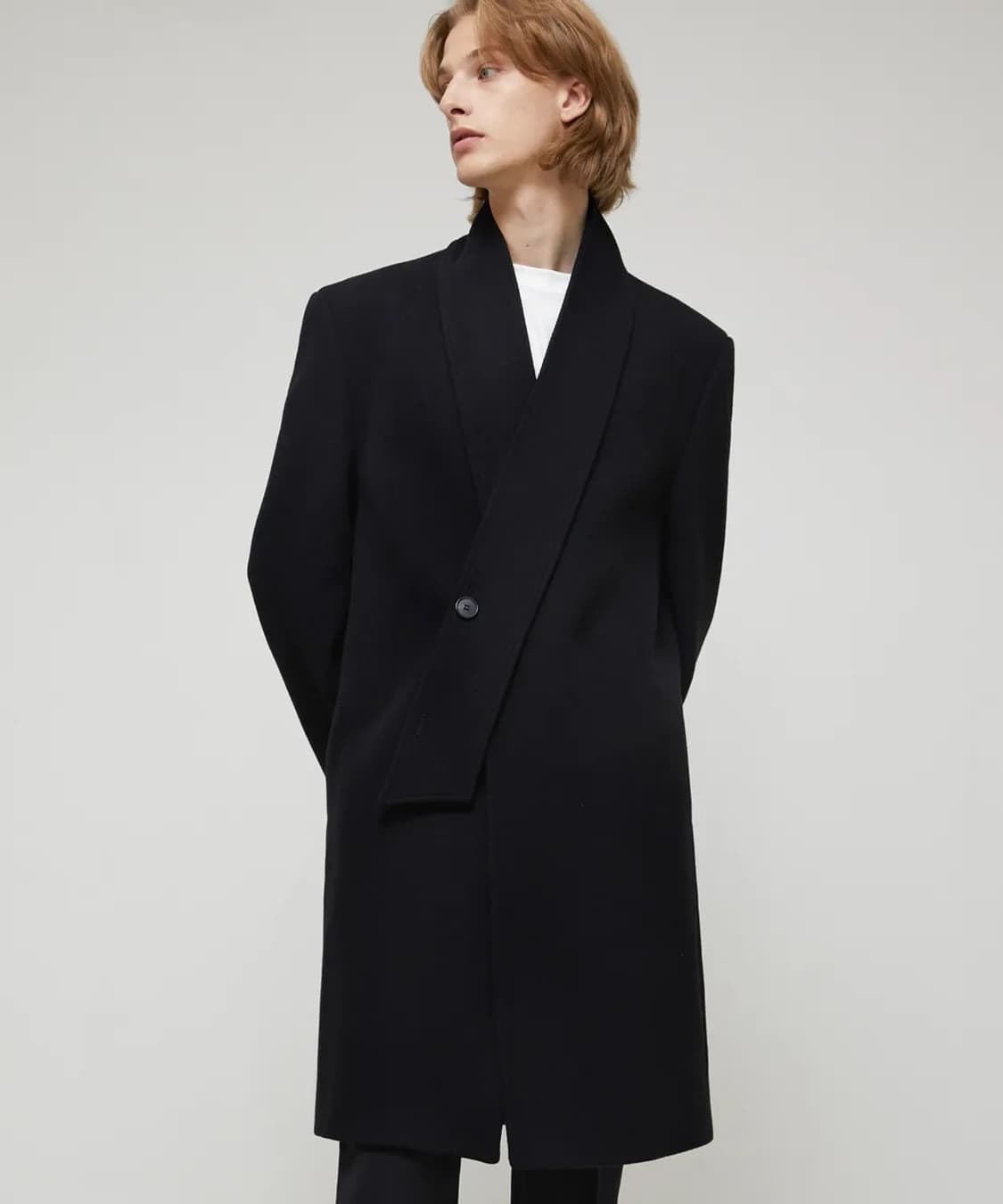 가먼트레이블 Cashmere Collarless Coat - Black 상품이미지1