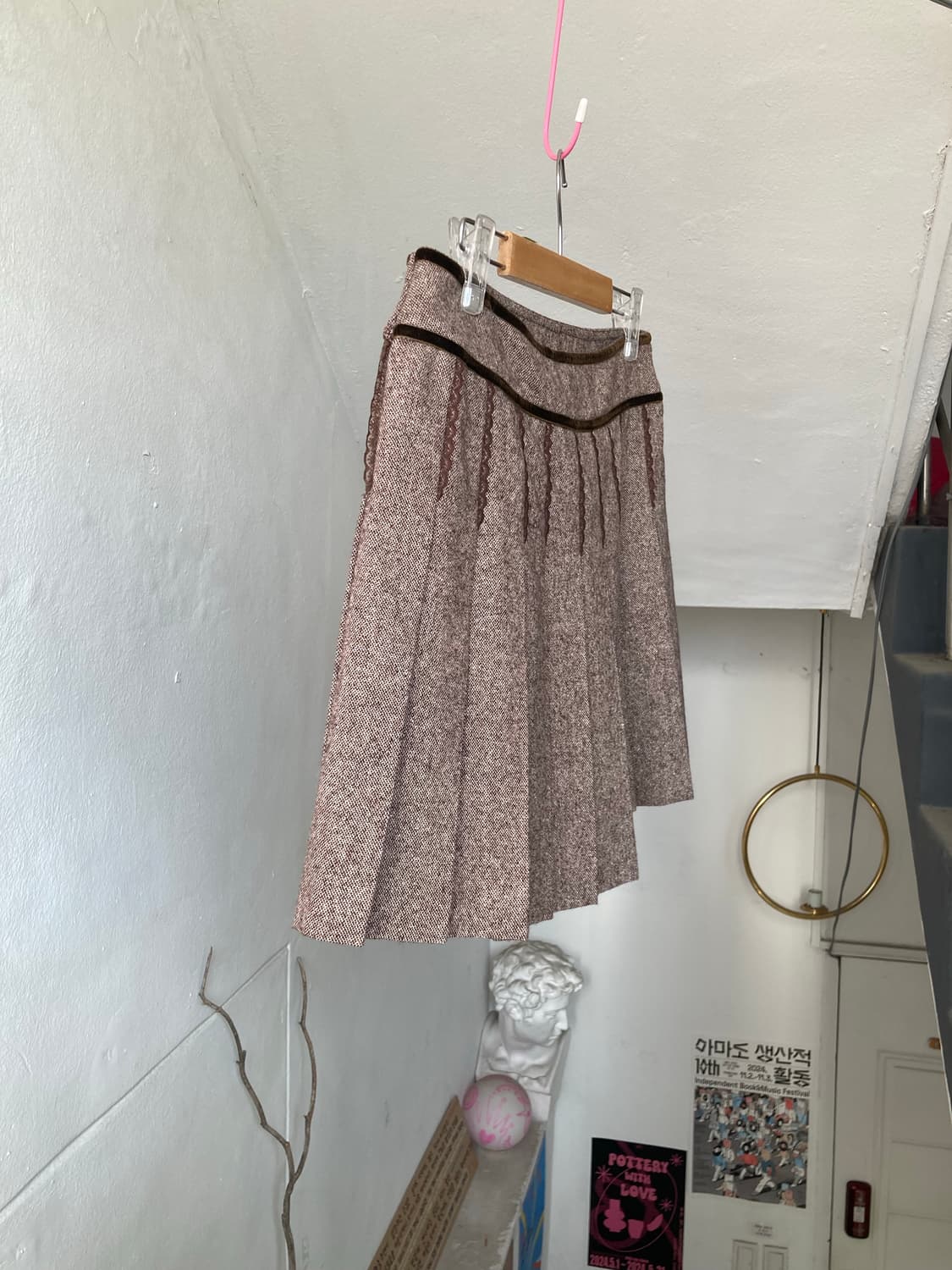 플리츠 레이스 벨벳 디테일 미니 스커트 상품이미지7