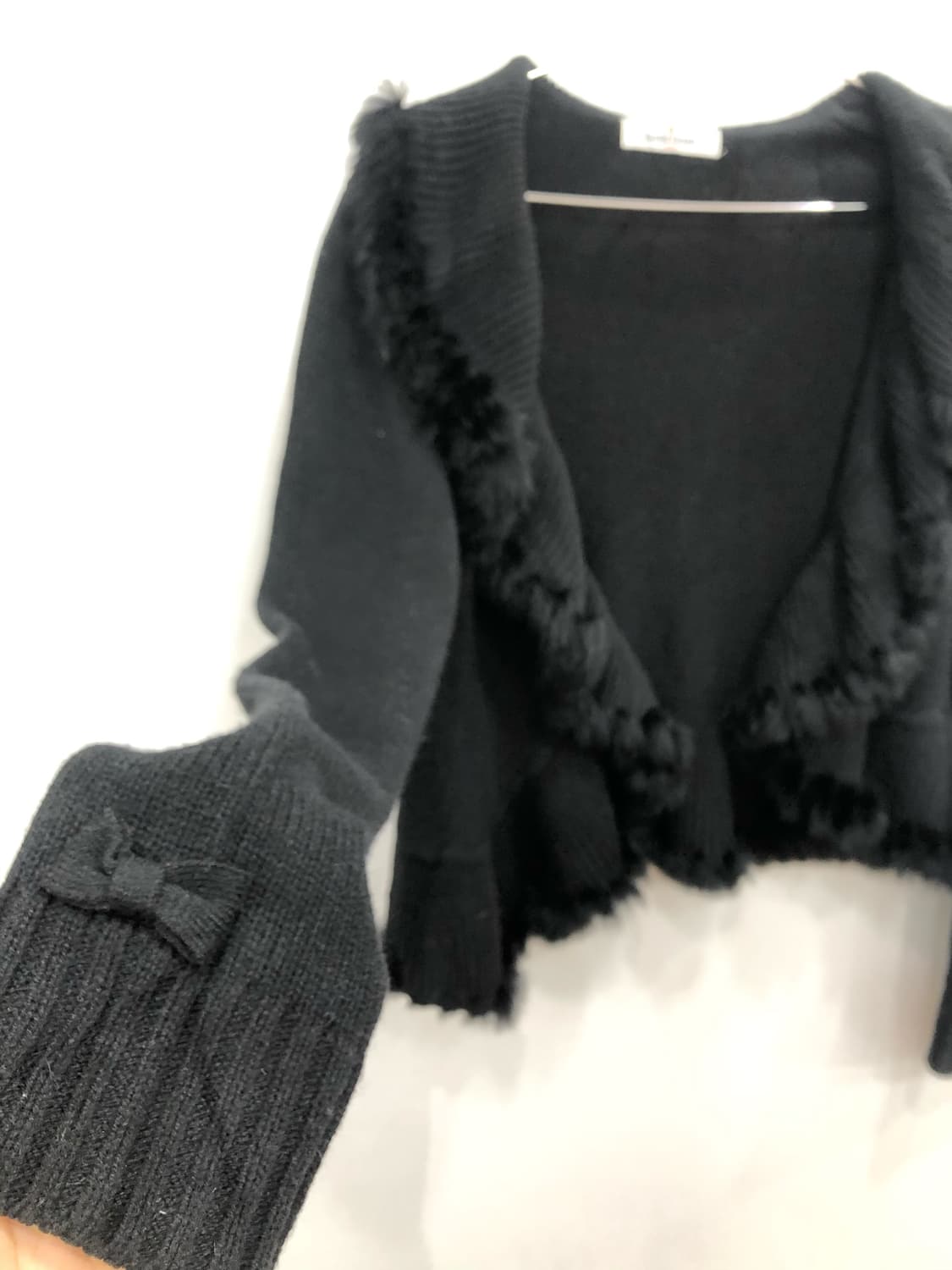 black rabbit fur trimmed cardigan 상품이미지6