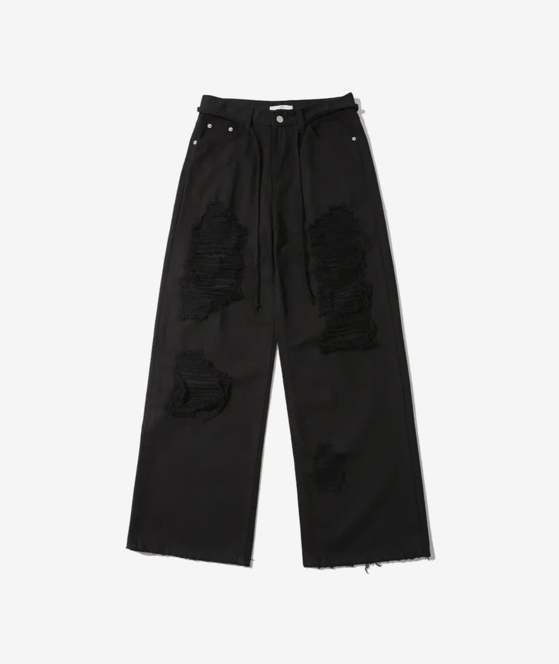 어니브 스크래치 데미지 와이드 데님 팬츠 블랙 바지 찢청 상품이미지2