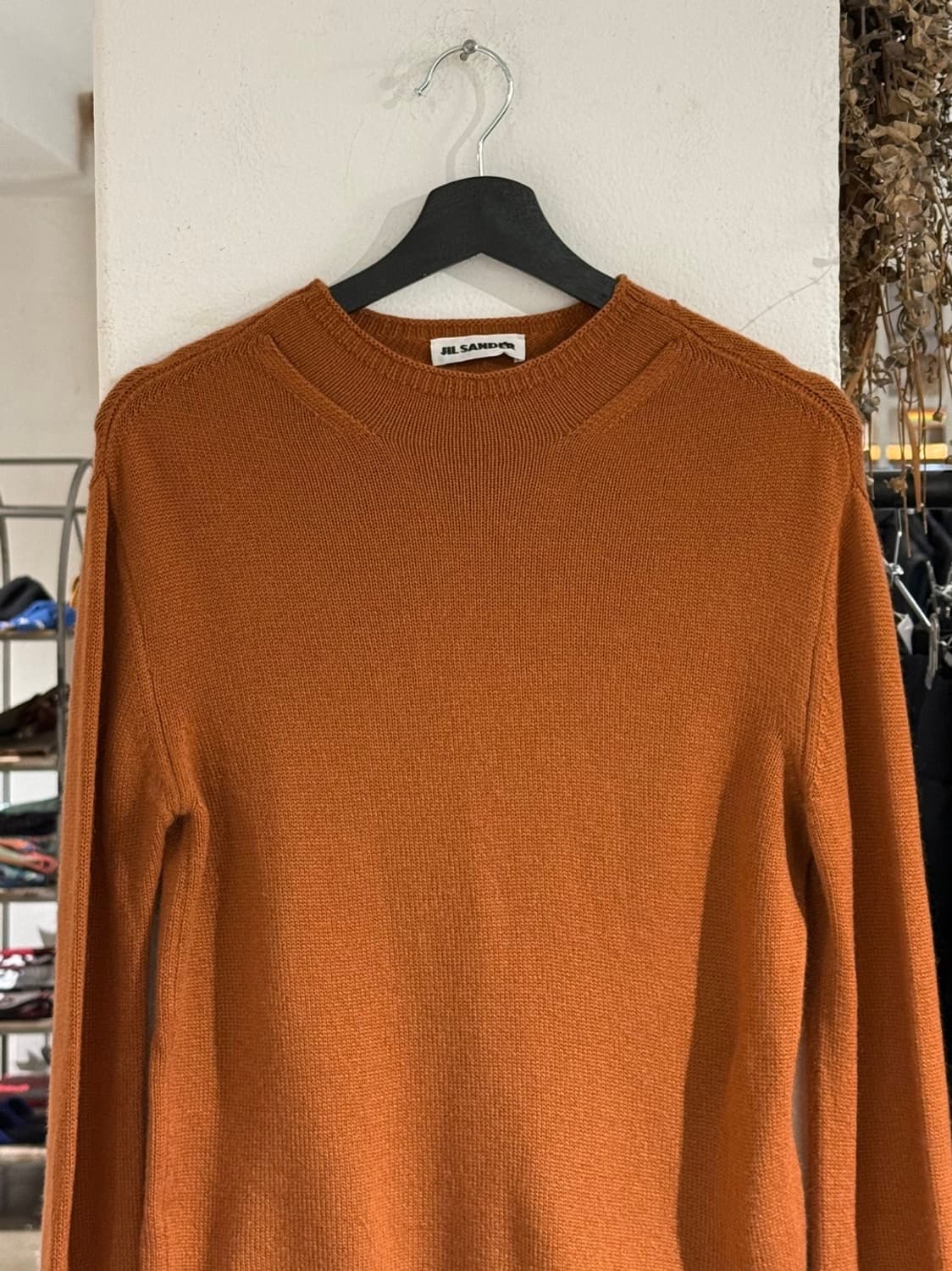 질샌더 오렌지브라운 캐시미어 혼방 라운드넥 니트 스웨터 상품이미지4