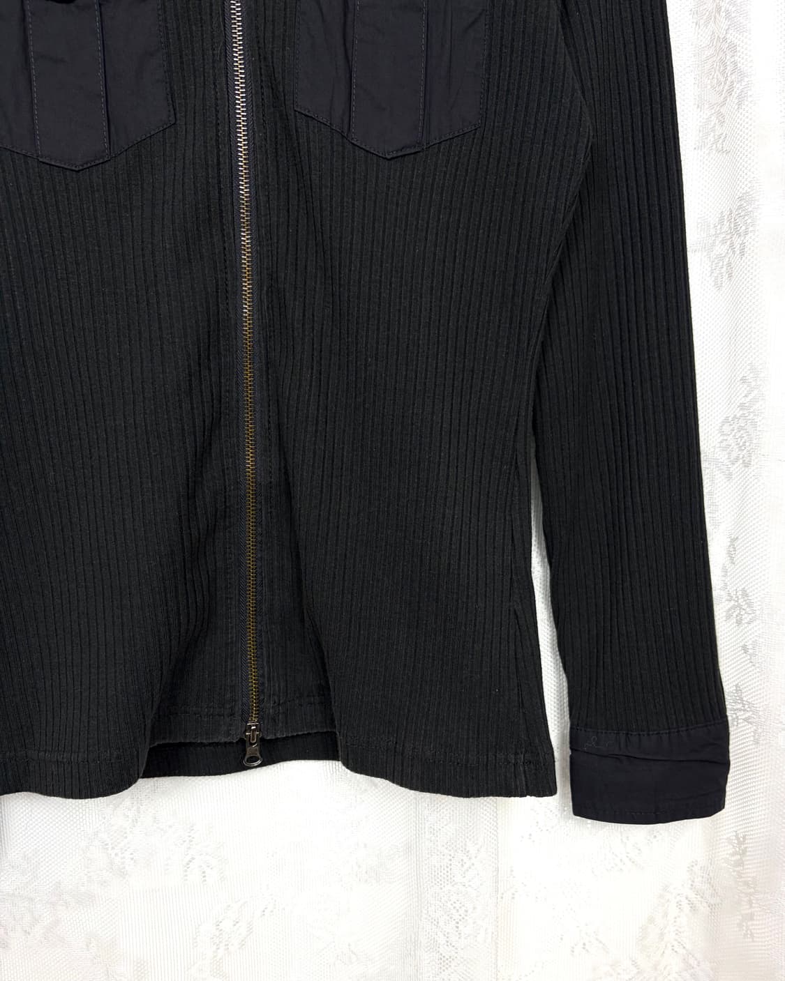 LAD Ribbed Layered Hooded Zip-Up 상품이미지3