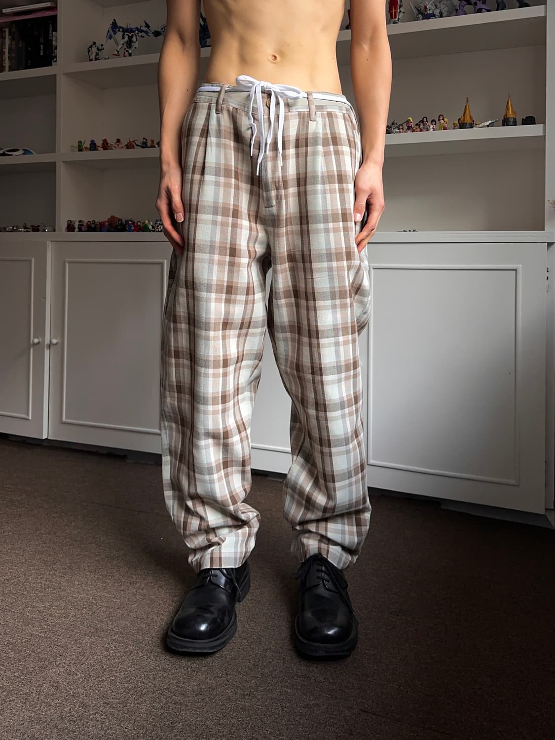 Niko And ... 트윌 체크 와이드 트라우저 상품이미지3