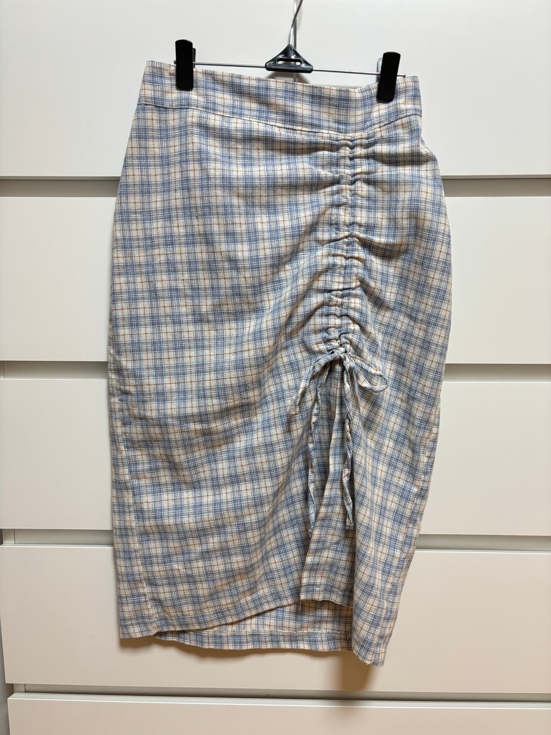 체크 셔링 롱 스커트 프리사이즈 상품이미지1