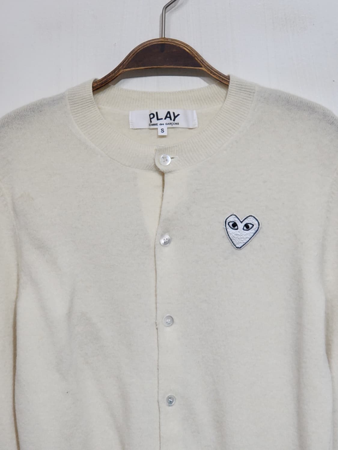 (정품) 꼼데가르송 가디건 아이보리 화이트 와펜 AZ N065  상품이미지2