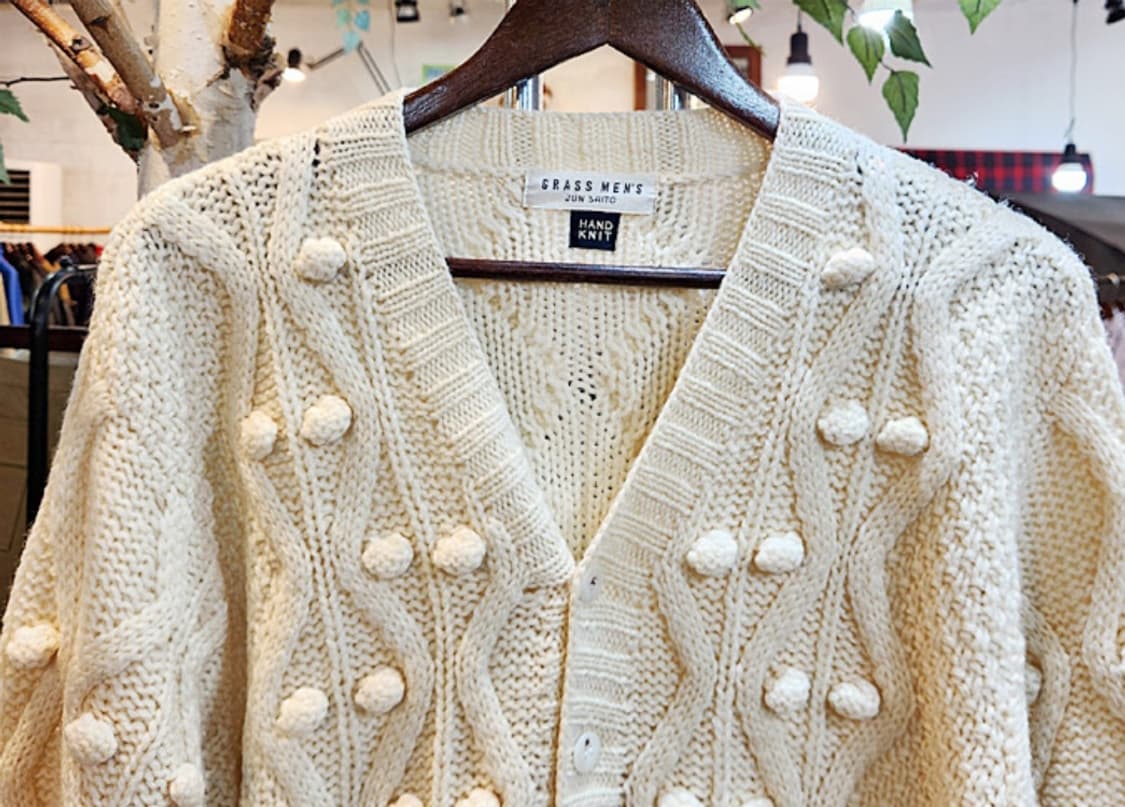 jun saito 폼폼 울 아이보리 스웨터 빈티지 가디건 상품이미지2