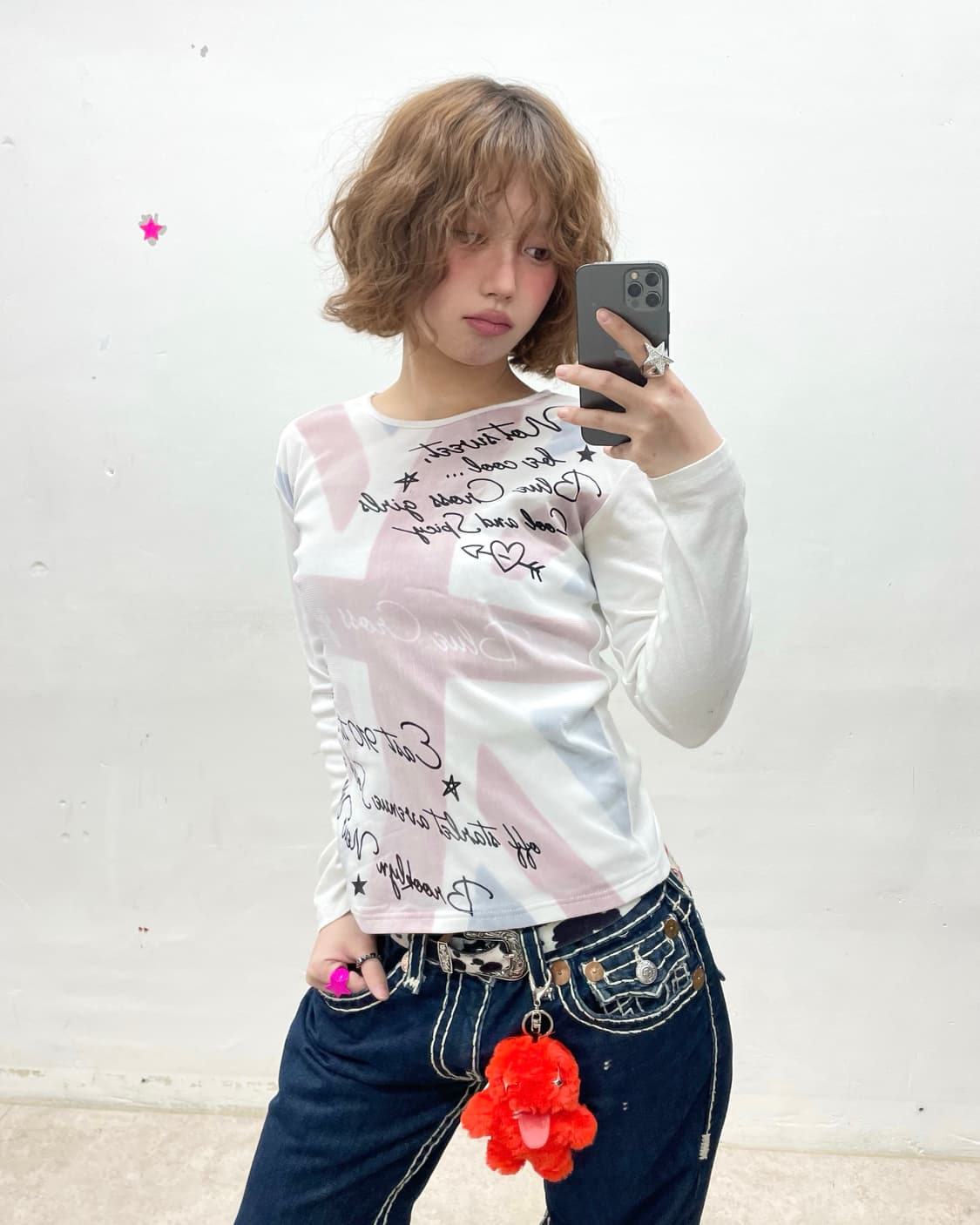 Lace American flag lettering sleeve  상품이미지1