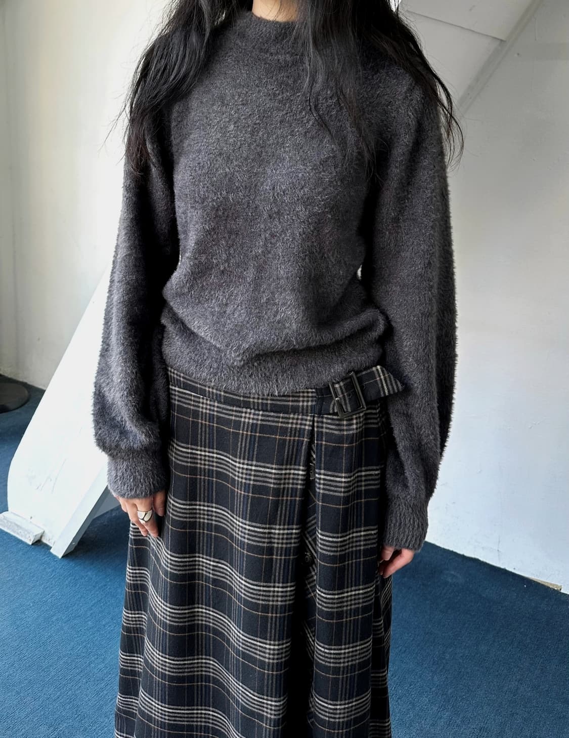 Brushed fabric cropped knit P/O 상품이미지6