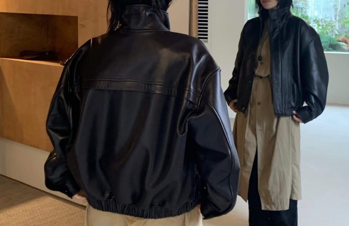 moia leather jumper (black) 가죽자켓 새상품 상품이미지3
