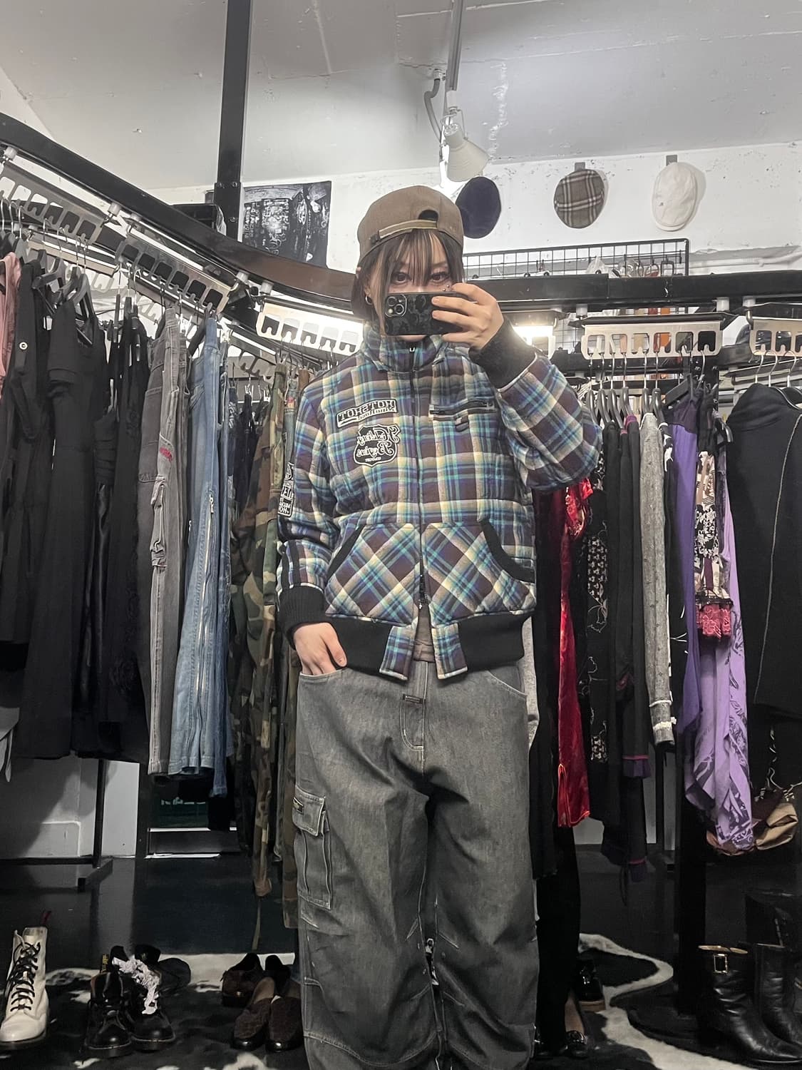 체크 투웨이 패딩 상품이미지1